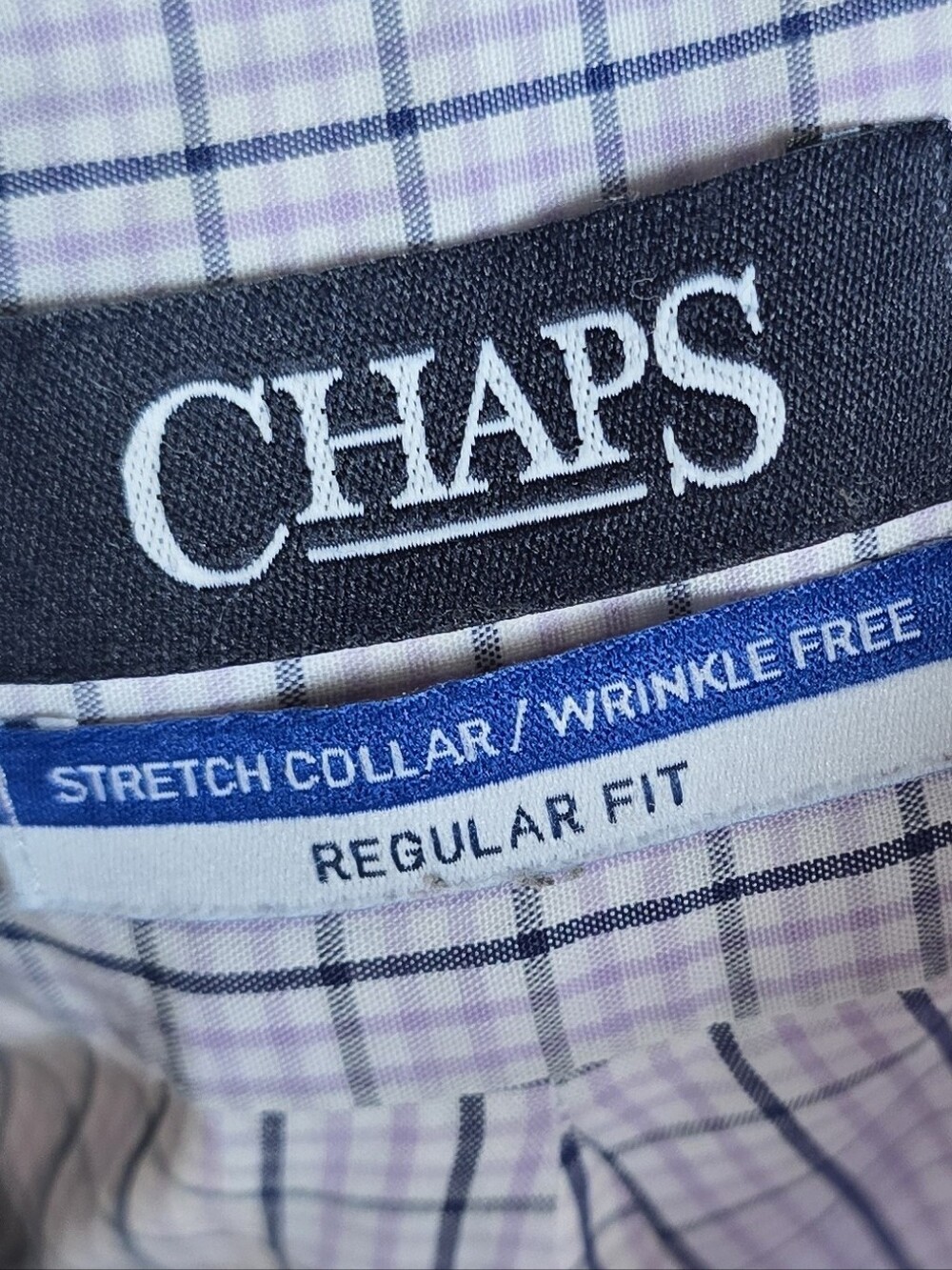 Chaps Men's Regular Fit Stretch Collar Wrinkle-Free Dress Shirt – Purple/Blue - Picture 8 of 10